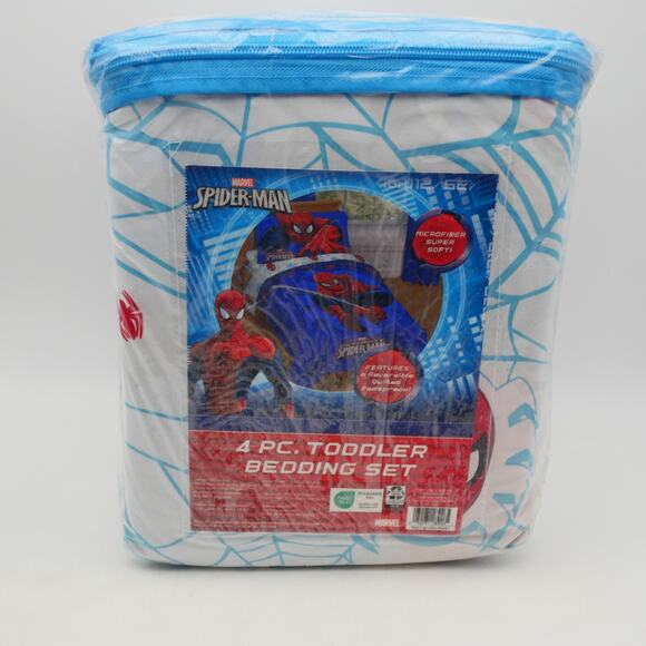 NEW Franco Marvel Spiderman Regulator Toddler Bed 4 Piece Bedding Comforter Set - Picture 2 of 6